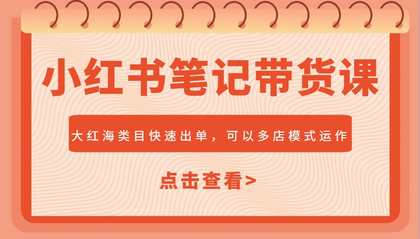 小红书笔记带货课，大红海类目快速出单，市场大，可以多店模式运作(更新)|HOOK协议网