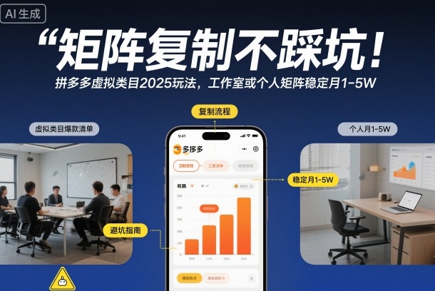 矩阵复制不踩坑！拼多多虚拟类目2025玩法，工作室或者个人矩阵稳定月1-5W【揭秘】|HOOK协议网