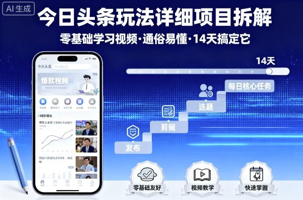 今日头条玩法详细项目拆解，零基础学习视频 通俗易懂 14天搞定它|HOOK协议网