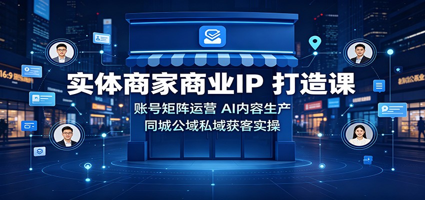 实体商家商业IP打造课：账号矩阵运营，AI内容生产，同城公域私域获客实操|一人科技OPC聚合软件