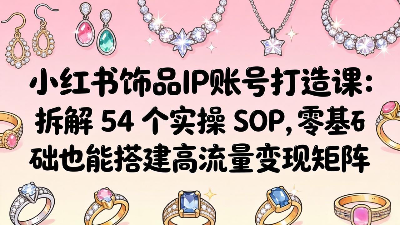 小红书饰品IP账号打造课：拆解 54 个实操 SOP，零基础也能搭建高流量变现矩阵|协议软件打粉软件