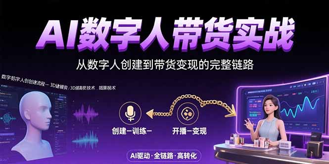 AI数字人+带货实战：从数字人创建到带货变现的完整链路|HOOK协议网