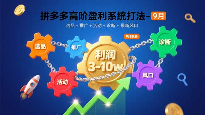 拼多多高阶盈利系统打法-9月：选品+推广+活动+诊断+最新风口，月利润3-10w|HOOK协议网