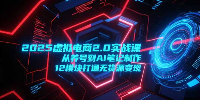 2025虚拟电商2.0实战课，从养号到AI笔记制作，12模块打通无货源变现|HOOK协议网