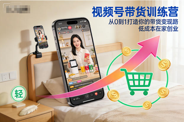 视频号带货训练营，从0到1打造你的带货变现路，低成本在家创业|HOOK协议网