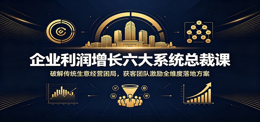 企业利润增长六大系统总裁课：破解传统生意经营困局，获客团队激励全维度落地方案|一人科技OPC聚合软件
