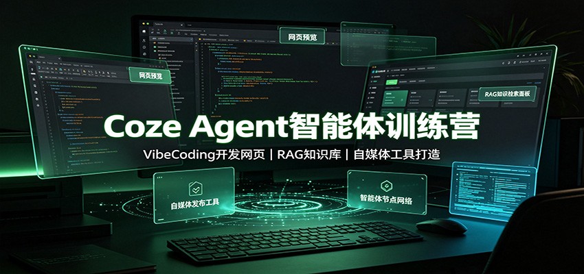 Coze Agent智能体训练营：VibeCoding开发网页，RAG知识库，自媒体工具打造|一人科技OPC聚合软件