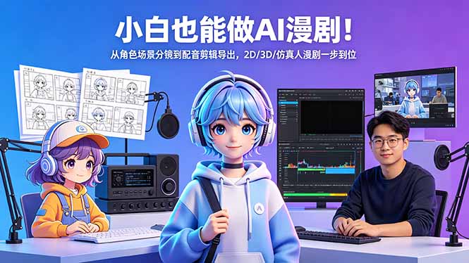 小白也能做AI漫剧！从角色场景分镜到配音剪辑导出，2D/3D/仿真人漫剧一步到位|一人科技公司导航