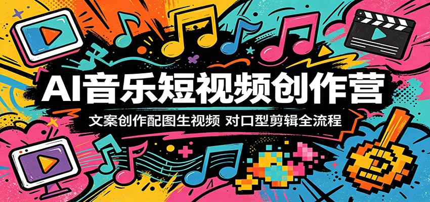 AI音乐短视频创作营：文案创作配图生视频，对口型剪辑全流程|一人科技公司导航