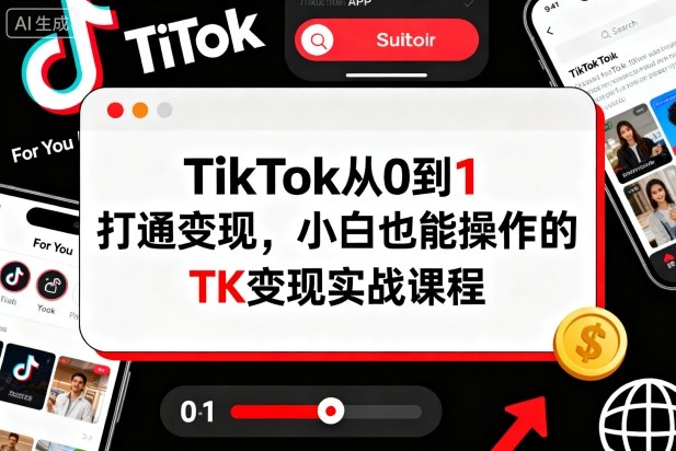 TikTok从0到1打通变现，小白也能操作的TK变现实战课程|HOOK协议网