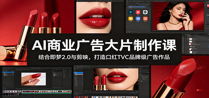 AI商业广告大片制作课：结合即梦2.0与剪映，打造口红TVC品牌级广告作品|一人科技公司导航