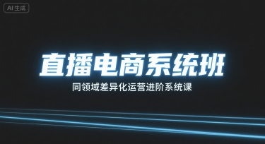 直播电商系统班，同领域差异化运营进阶系统课|HOOK协议网