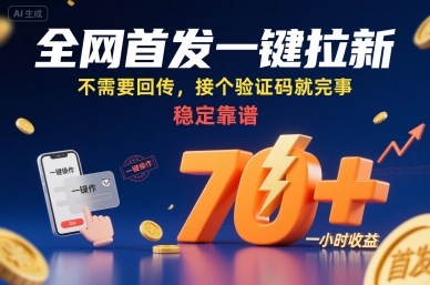 全网首发一键拉新项目，不需要回传，接个验证码就完事，稳定靠谱，一小时收益70+【揭秘】|HOOK协议网