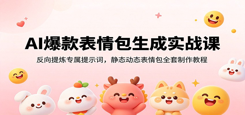 AI爆款表情包生成实战课：反向提炼专属提示词，静态动态表情包全套制作教程|一人科技OPC聚合软件