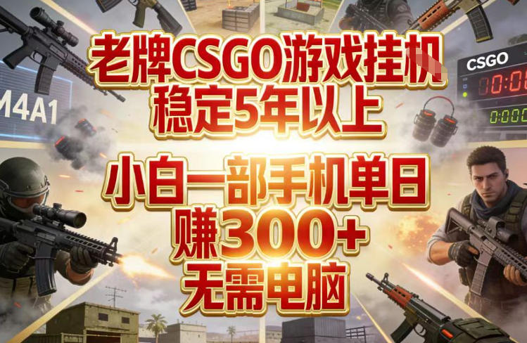 老牌CSGO游戏挂G，稳定5年以上，小白一部手机单日賺3张+，无需电脑【揭秘】|协议软件打粉软件