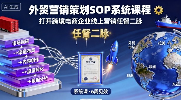 外贸营销策划SOP系统课程，打开跨境电商企业线上营销任督二脉|HOOK协议网