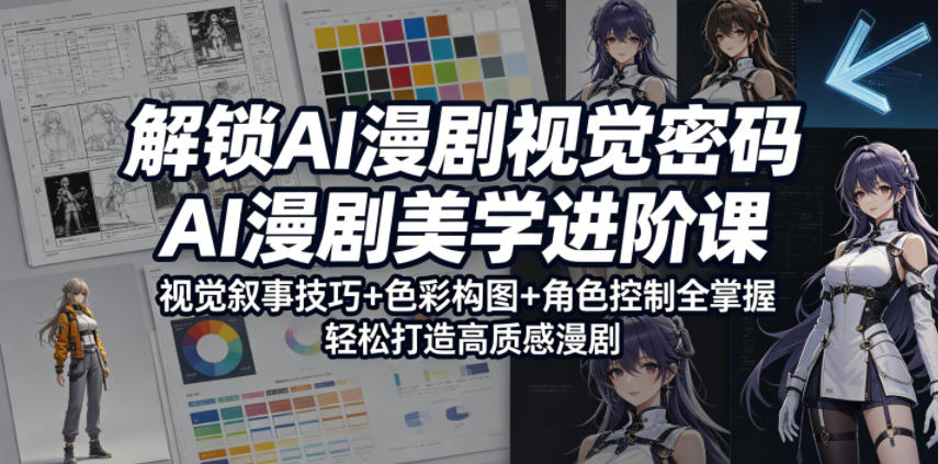 解锁AI漫剧视觉密码，AI漫剧美学进阶课，视觉叙事技巧+色彩构图+角色控制全掌握，轻松打造高质感漫剧|一人科技公司导航