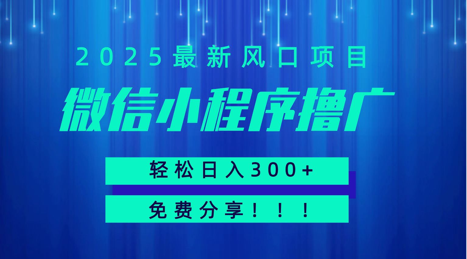 微信小程序撸广，最新风口项目，日入300+ 免费分享 可批量操作 小白可轻松上手！！|HOOK协议网