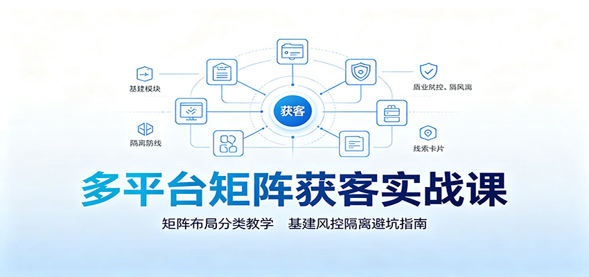 多平台矩阵获客实战课：矩阵布局分类教学，基建风控隔离避坑指南|一人科技OPC聚合软件