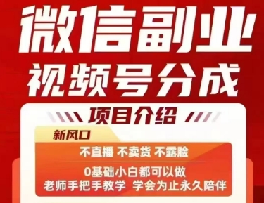 微信副业视频号分成，不直播 不卖货 不露脸，三五分钟即可完成一条作，每日收益几十、几张不等|HOOK协议网