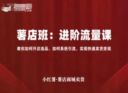 小红薯薯店商城卖货，进阶流量课，教你如何开店选品、如何系统引流，实现快速卖货变现|HOOK协议网