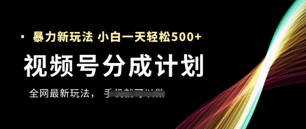 视频号分成计划，全网最暴力玩法，新手一天也能轻松5张+|HOOK协议网
