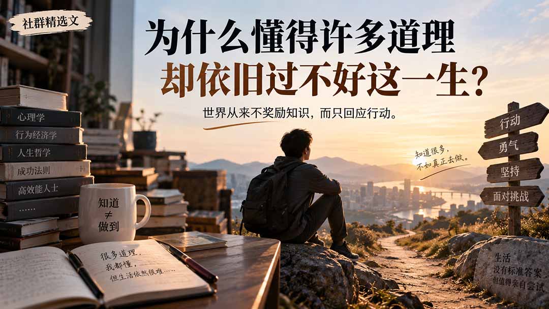 社群精选文：为什么懂得许多道理却依旧过不好这一生？|一人科技OPC聚合软件