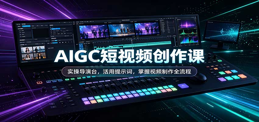 AIGC短视频创作课：实操导演台，活用提示词，掌握视频制作全流程|一人科技OPC聚合软件