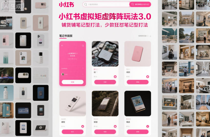 小红书虚拟矩阵玩法3.0，铺货铺笔记型打法，少款狂怼笔记型打法|HOOK协议网