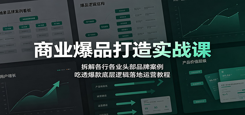 商业爆品打造实战课：拆解各行各业头部品牌案例，吃透爆款底层逻辑落地运营教程|一人科技OPC聚合软件