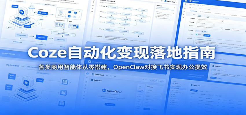 Coze自动化变现落地指南：各类商用智能体从零搭建，OpenClaw对接飞书实现办公提效|一人科技公司导航