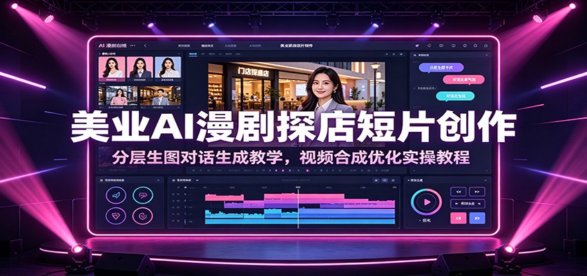 美业AI漫剧探店短片创作：分层生图对话生成教学，视频合成优化实操教程|一人科技OPC聚合软件