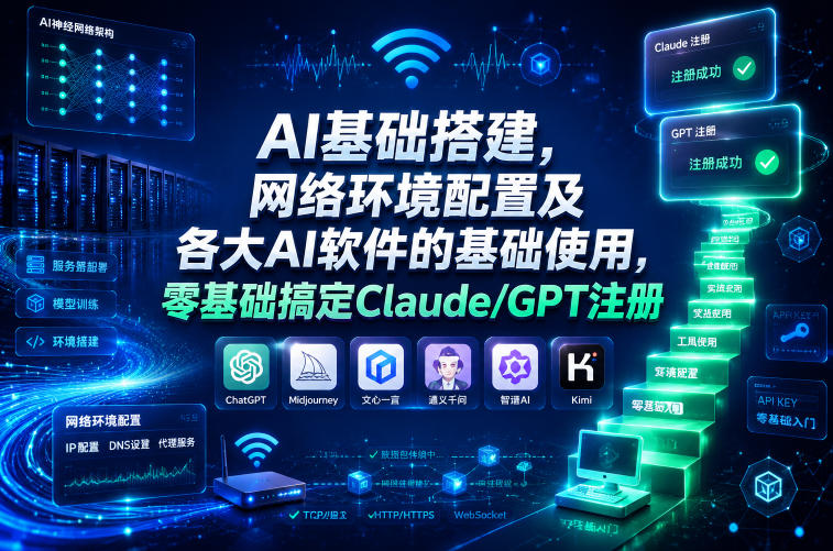 AI基础搭建，网络环境配置及各大AI软件的基础使用，零基础搞定Claude/GPT注册|一人科技公司导航
