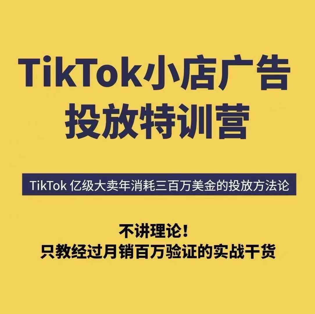 TikTok小店广告投放特训营，6天破局计划专治各种“投不动”，教你经过月销百万验证的实战干货|HOOK协议网