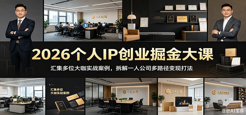 2026个人IP创业掘金大课：汇集多位大咖实战案例，拆解一人公司多路径变现打法|一人科技公司导航