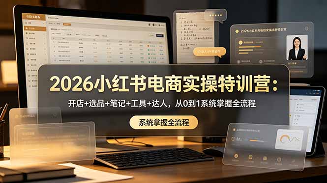 2026小红书电商实操特训营：开店+选品+笔记+工具+达人，从0到1系统掌握全流程|一人科技公司导航