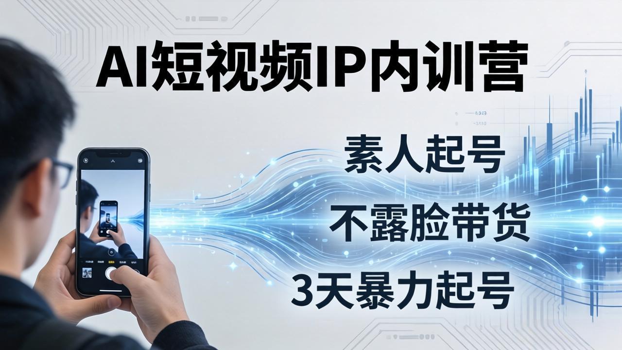 2026AI短视频IP内训营-更新：从素人起号到不露脸带货，3天暴力起号全流程拆解|一人科技OPC聚合软件
