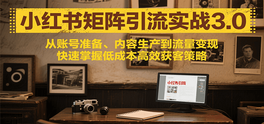 小红书矩阵引流3.0，从账号准备、内容生产到流量变现，快速掌握低成本高效获客策略|HOOK协议网