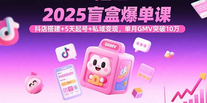 2025盲盒爆单课，抖店搭建+5天起号+私域变现，单月GMV突破10万|HOOK协议网