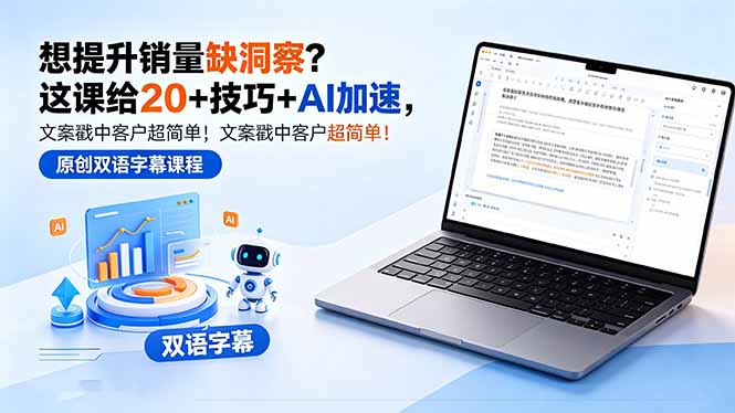 想提升销量缺洞察？这课给 20 + 技巧 + AI 加速，文案戳中客户超简单！【原创双语字幕】|一人科技公司导航