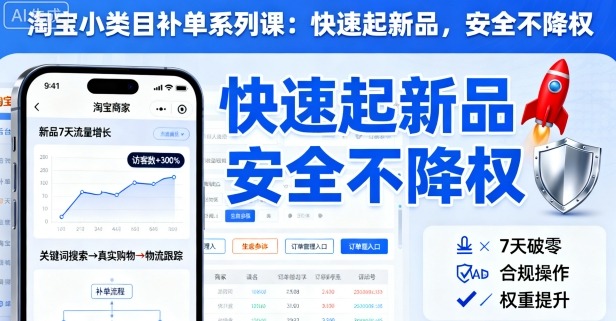淘宝小类目补单系列课，快速起新品，安全不降权|HOOK协议网