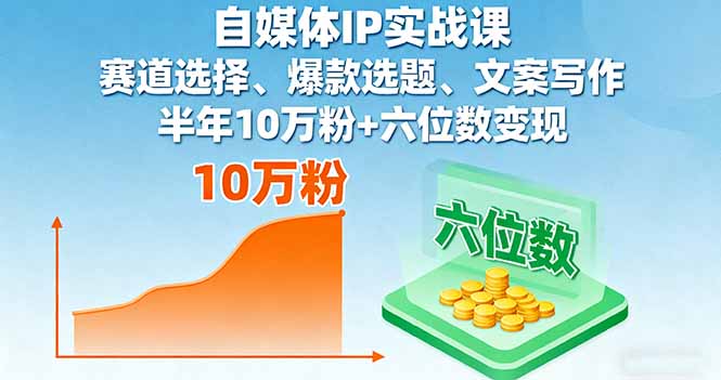 自媒体IP实战课，赛道选择、爆款选题、文案写作，半年10万粉+六位数变现|HOOK协议网