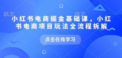 小红书电商掘金课，小红书电商项目玩法全流程拆解(更新5月)|HOOK协议网