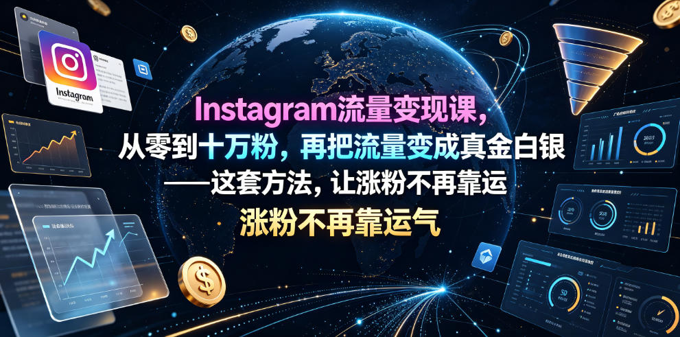 Instagram流量变现课，从零到十万粉，再把流量变成真金白银——这套方法，让涨粉不再靠运气【原创双语字幕】|一人科技OPC聚合软件