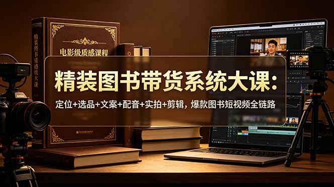 精装图书带货系统大课：定位+选品+文案+配音+实拍+剪辑，爆款图书短视频全链路|一人科技公司导航