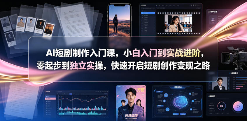AI短剧制作入门课，小白入门到实战进阶，零起步到独立实操，快速开启短剧创作变现之路|一人科技公司导航