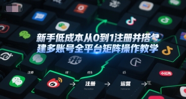 新手低成本从0到1注册并搭建多账号全平台矩阵操作教学，手机号-邮箱-IP-工具|HOOK协议网