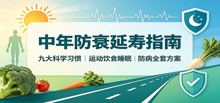 中年防衰延寿指南：九大科学习惯，运动饮食睡眠防病全套方案|一人科技OPC聚合软件