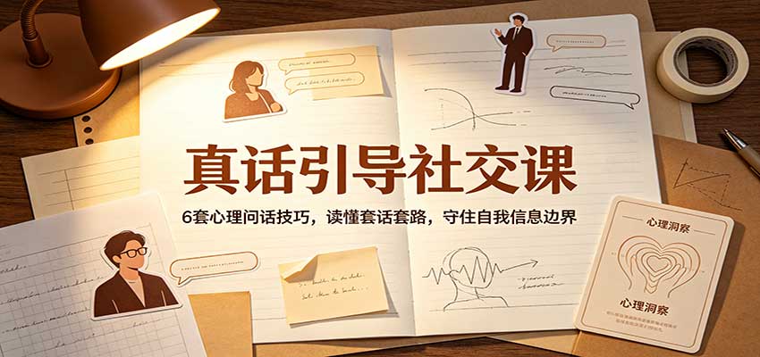 真话引导社交课：6套心理问话技巧，读懂套话套路，守住自我信息边界|一人科技OPC聚合软件
