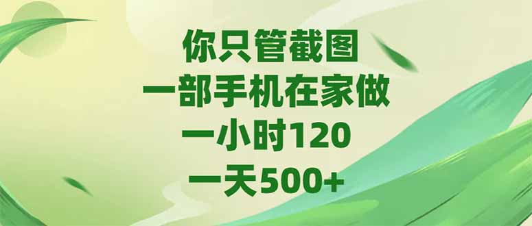 你只管截图，一部手机在家做，一小时120，-天500+|HOOK协议网